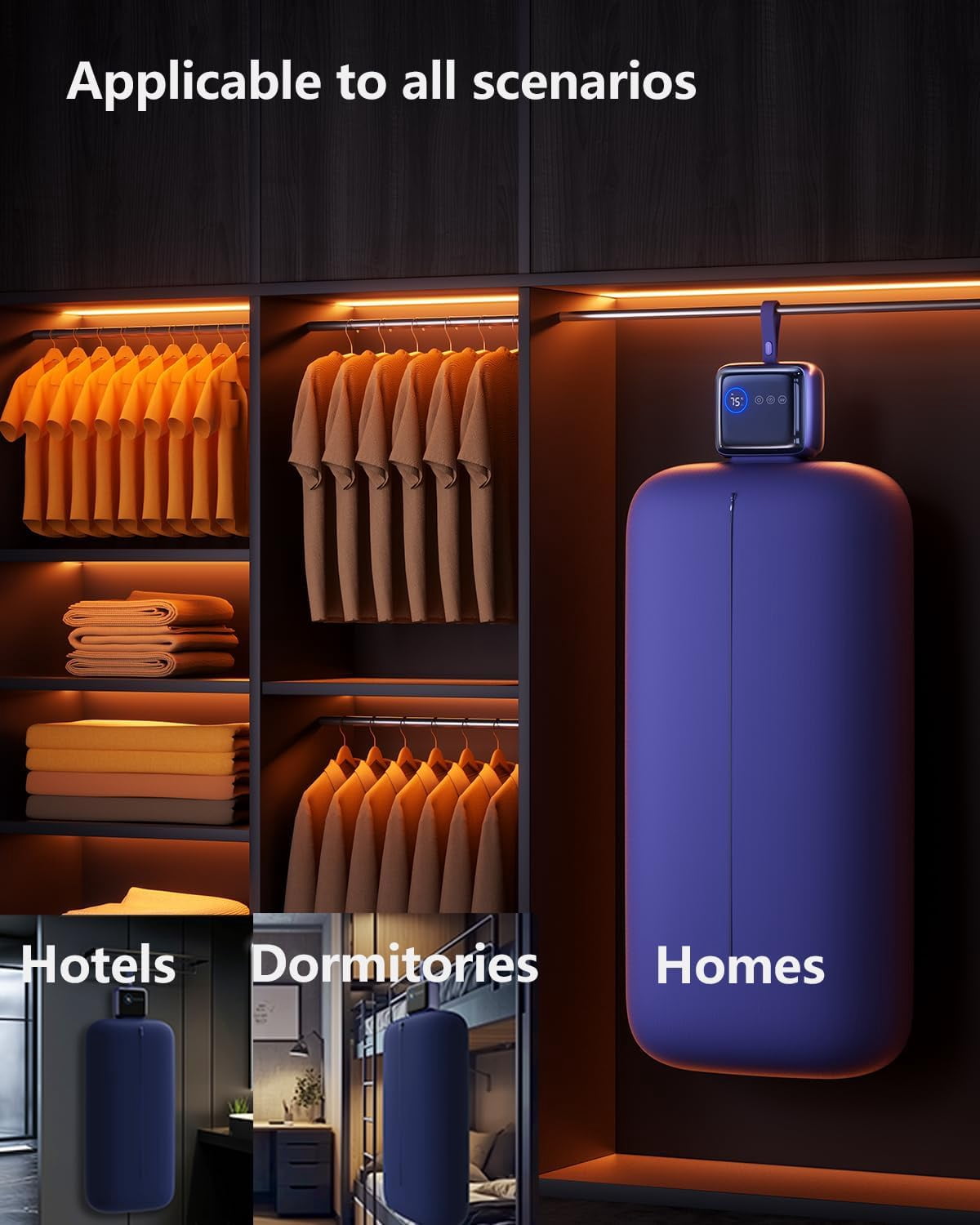 Portable Compact Clothes Dryer, Global Voltage Travel Dryer, Unique Design with 4 Drying Modules, 36-Decibel Silent design, Quiet Efficient Portable Drying System for Home, Travel & Dorm