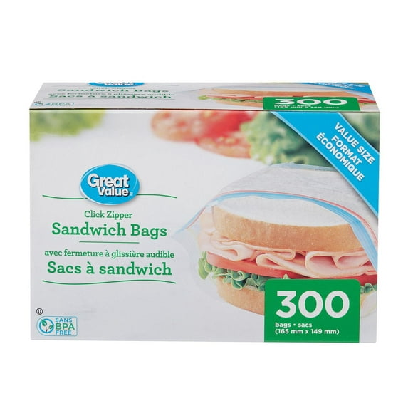 Great Value, Sandwich Bags, 300 Bags