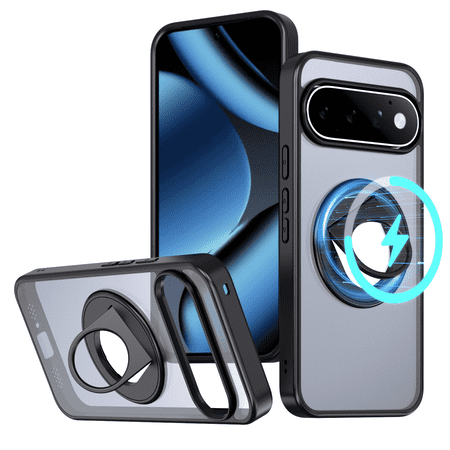 ANTSHARE Magnetic Ring Stand Phone Case for Google Pixel 11/Pixel 11 Pro, Shockproof Translucent Cover with Raised Screen & Lens Protection