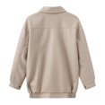 thumbnail image 6 of PVCS Trendy Jackets for Women Solid Color Long Sleeve Turndown Collar Zipper HoodedLess Pocket Faux Leather Jacket 2XL, 6 of 7