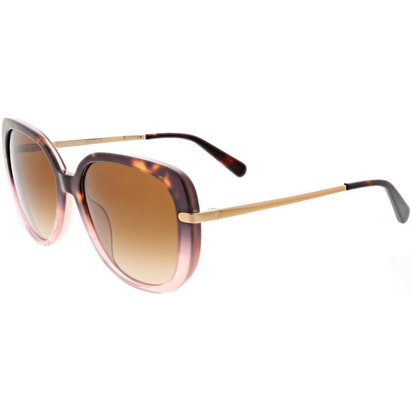 ANNE KLEIN Womens Oversized Square Prescription Sunglasses, AKS702 - Tortoise Crystal Pink Gradient, 55-17-140, with Case