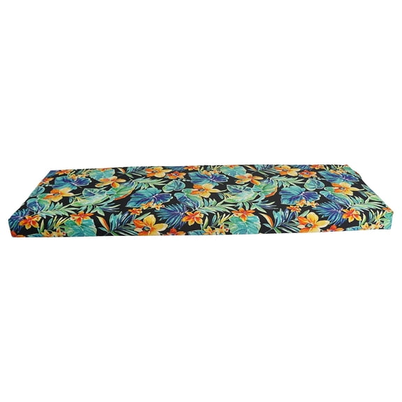 Blazing Needles Outdoor Bench Cushion 63 x 19", Spun Polyester Patterned Beach Crest Caviar