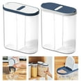 thumbnail image 4 of 2 Compartment Plastic Grain Storage Container, White Kitchen Storage Jar for Oats Cereal and Rice, Removable Divider, Food Grade PET, 4 of 5