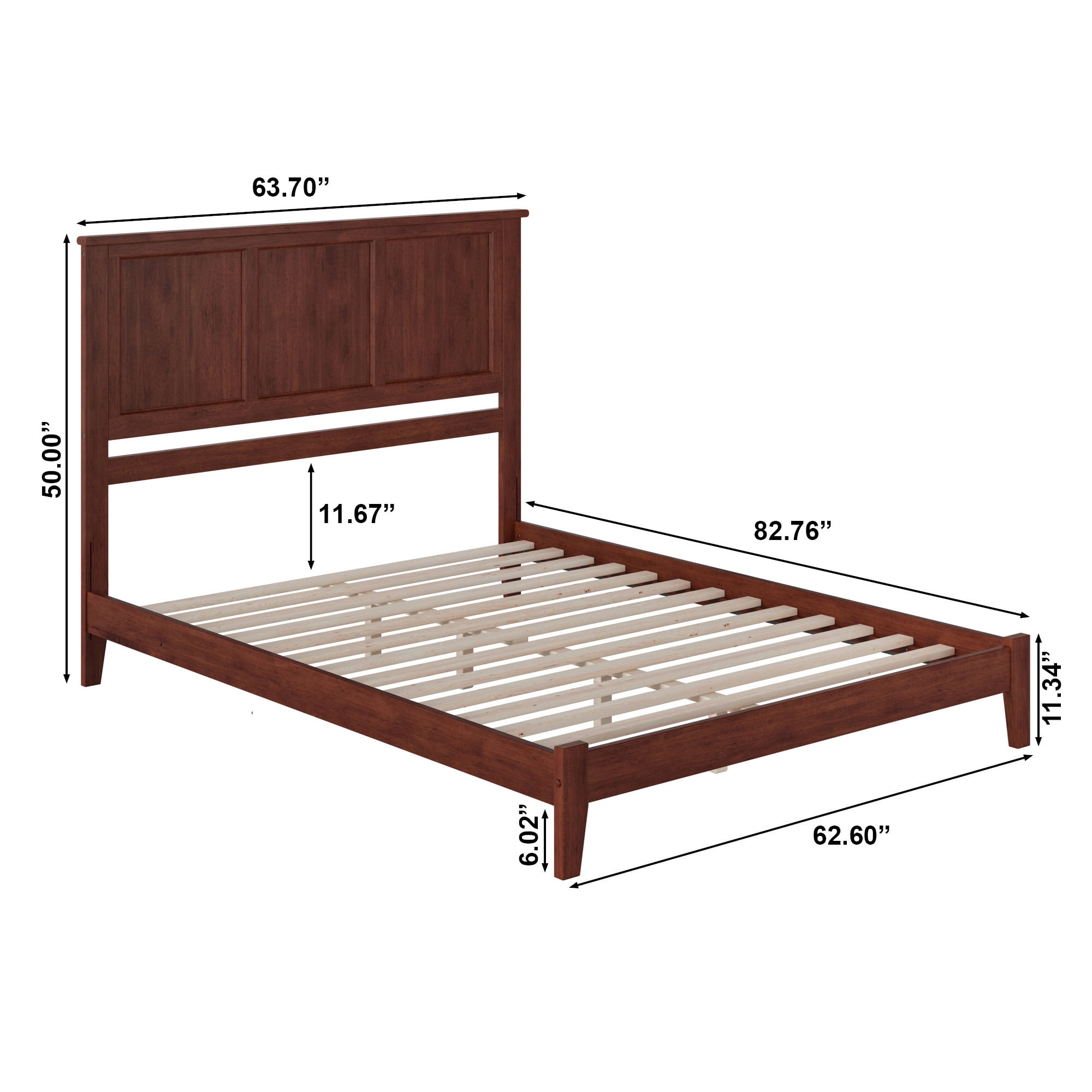 AFI Madison Queen Low Profile Wood Platform Bed, Walnut