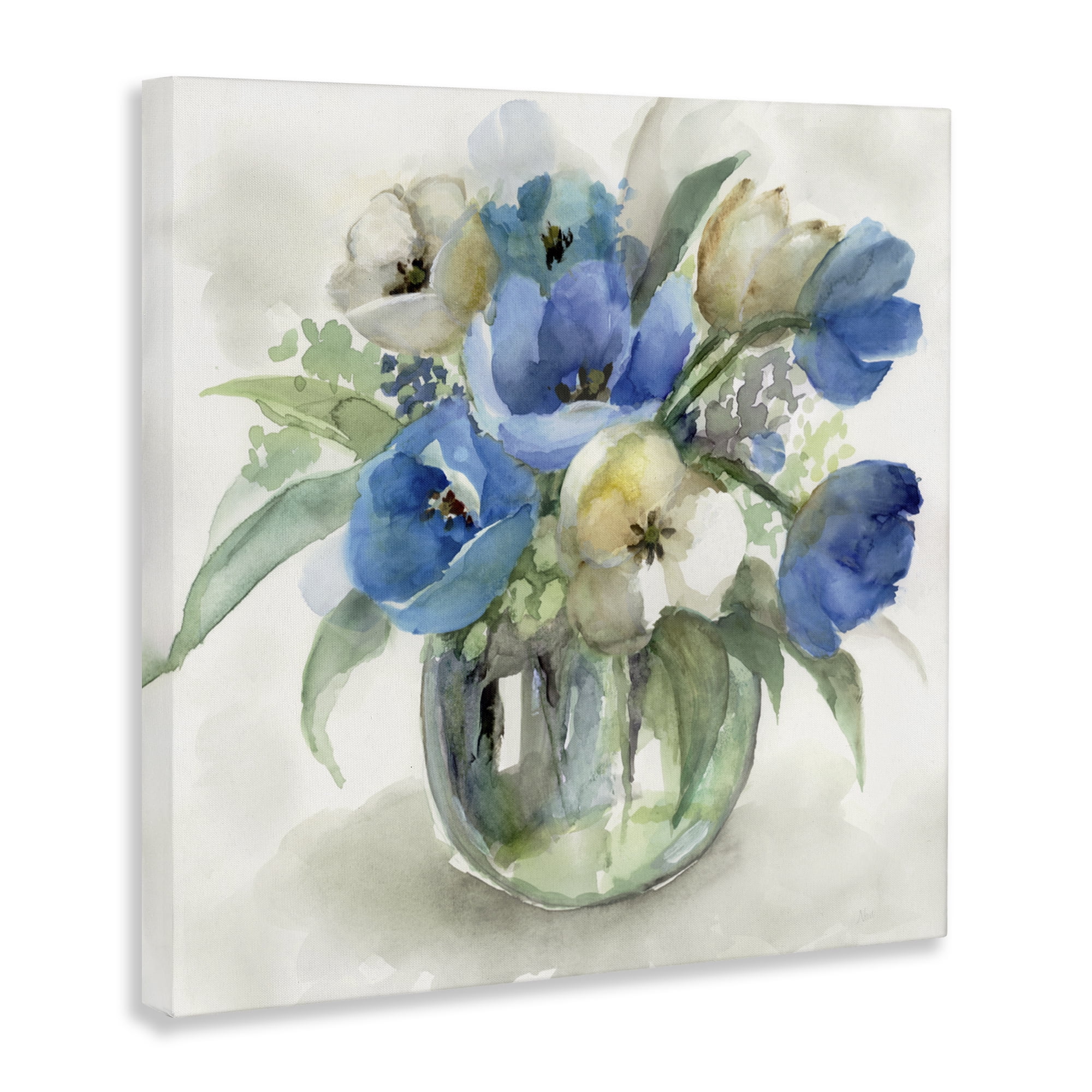 Stupell Industries Blue Tulip Watercolor Bouquet Canvas Wall Art, design by Nan