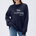 thumbnail image 1 of HOZADOIE Chandails pour Femmes Imprimé Lettre Couleur Unie Manches Longues Col Rond Polyvalent Ample Simple Confortable Chandail Automne Hiver Style, 1 of 6