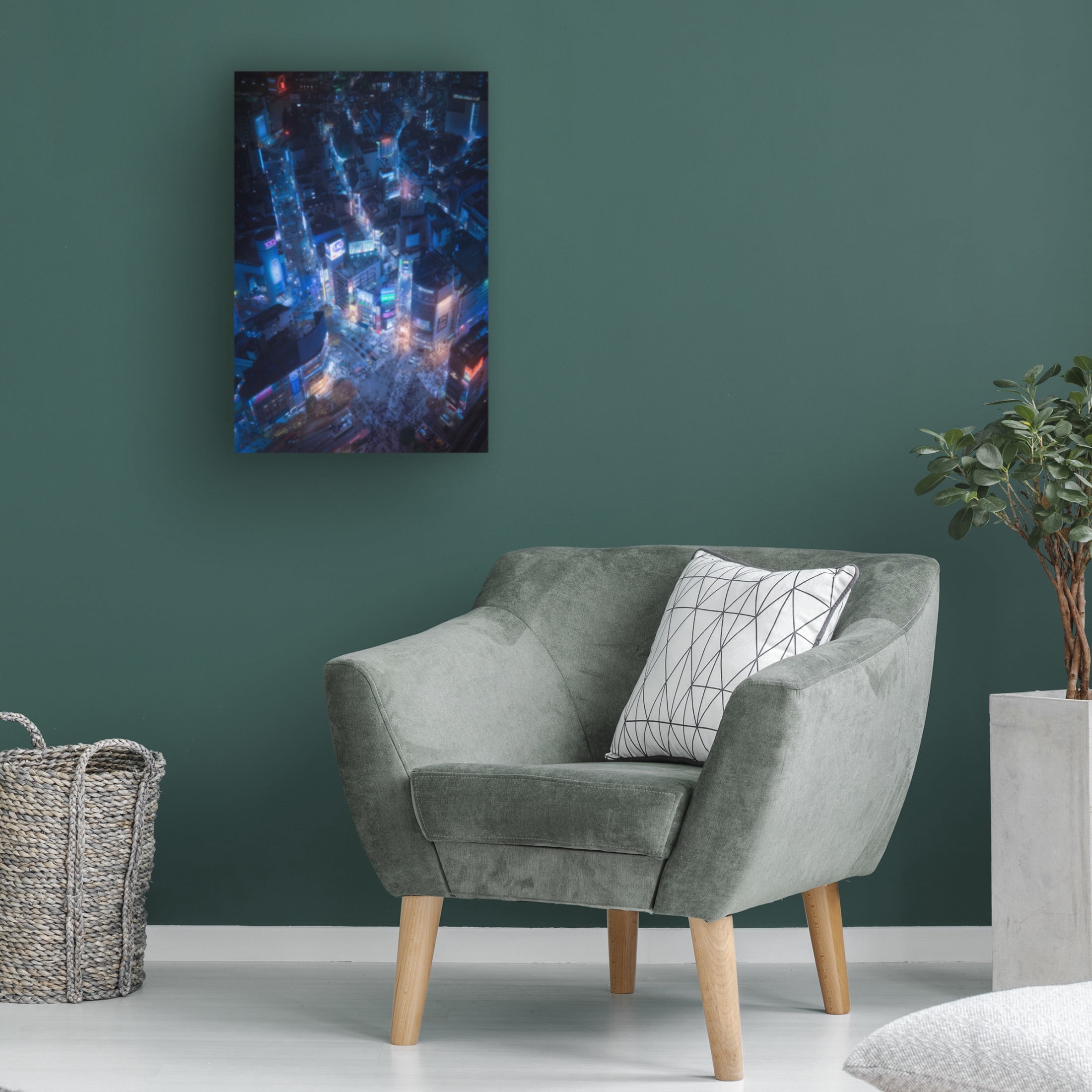 Canvas Wall Art - Javier De La 'Flying Shibuya' Wall Art for Living Room, Bedroom, or Office Décor by Trademark Fine Art - 22 x 32 Inches