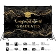 thumbnail image 3 of Graduation Congrats Grad Backdrop Class of 2025 Black Gold Balloon Background Congratulations Graduate Prom Party Decorations Background Birthday Party Cake Table Banner Photo Booth, 3 of 10
