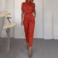 thumbnail image 2 of Women's Cargo Outfits 2 Piece Sets, Stand-Up Collar Sleeveless Tops Capria Pants with Pockets 2025 Trendy Clothes Suits Outfits for Women Going out L, 2 of 7