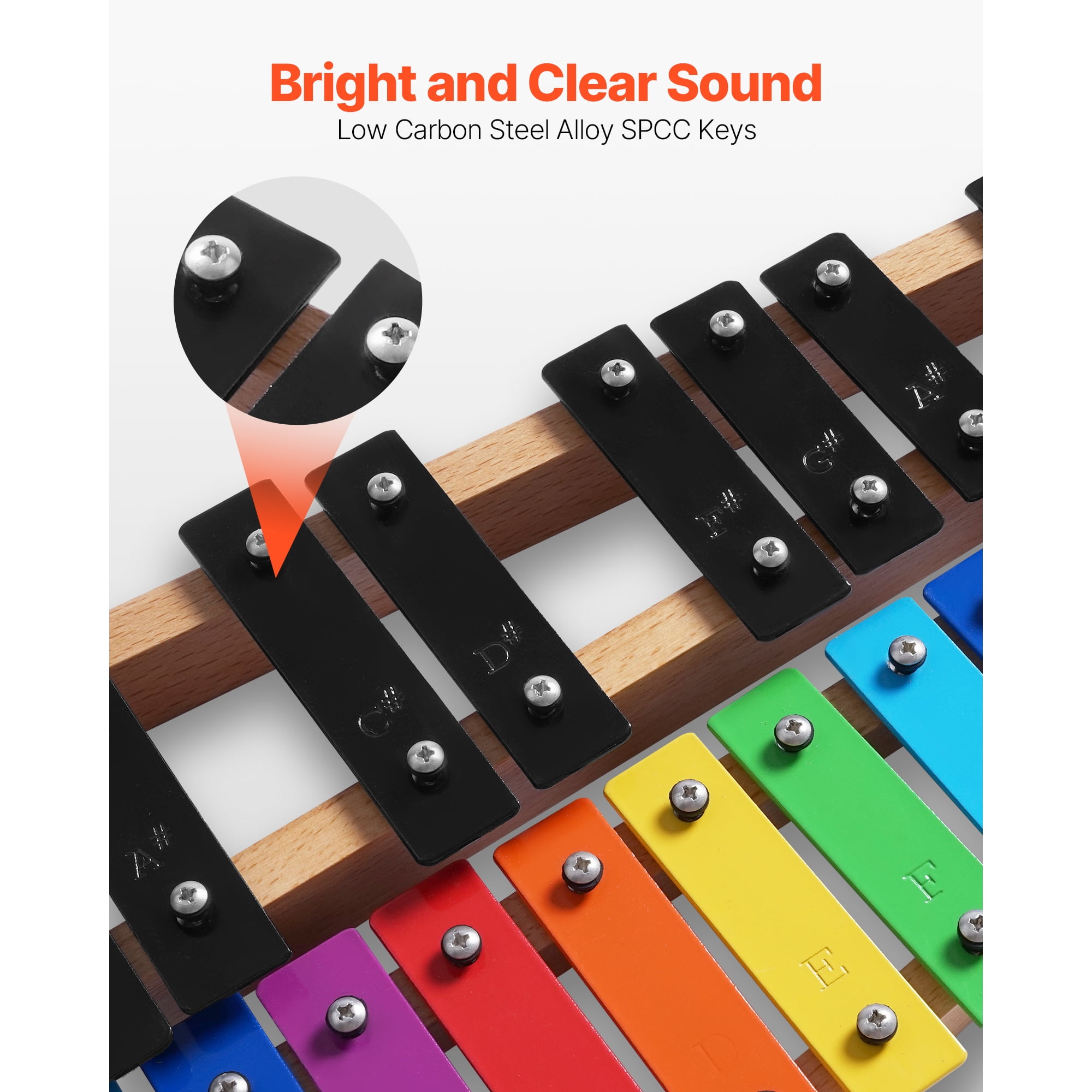 KFFKFF 27-Note Glockenspiel Xylophone with Colorful Metal Keys, Includes 4 Mallets and Carrying Bag, Ideal for Beginners and Enthusiasts of All Ages