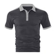 thumbnail image 4 of Gyexs Mens Knit Polo Shirts Short Sleeve V Neck Slim Fit Polo T-Shirt Casual Work Athletic Collared T-Shirts with Pocket Grey, Size L, 4 of 4