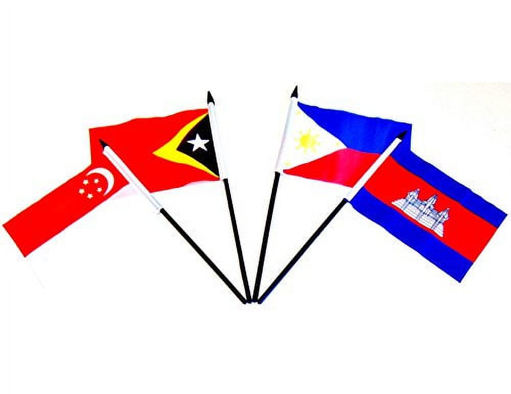 SOUTH EAST ASIA WORLD FLAG SET--20 Polyester 4"x6" Flags, One Flag for Each Country in South East Asia, 4x6 Miniature Desk & Table Flags, Small Mini Stick Flags - image 3 of 6