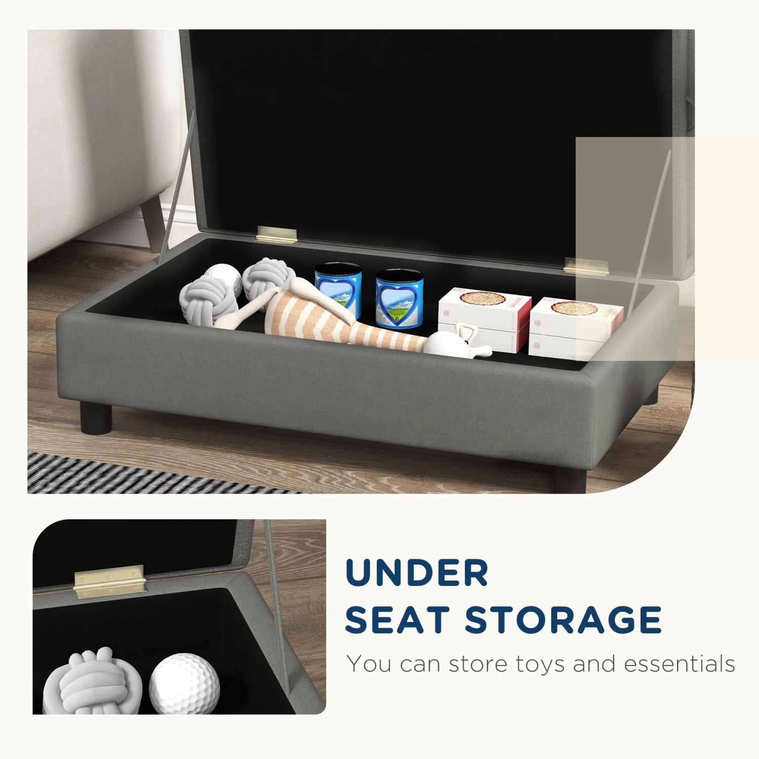 Pet Sofa, Elevated Dog Bed with Storage, Gray