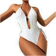 thumbnail image 1 of Women's Halter Neck One Piece Swimsuit, Black Cut Out Bathing Suit with Removable Padding, Tummy Control High Waisted Design for Beach and Pool, 1 of 6