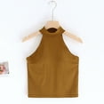 thumbnail image 2 of Lovskoo Camisole Tops for Women Round Neck Summer Slim Top with Built in Bra Halter Neck Hanging Sleeveless Shirt Yellow S, 2 of 5