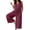 Wine, variant on POIUYTR Women's Summer Cotton Linen Jumpsuits Casual V Neck Sleeveless Romper Loose Wide Leg One-Piece Trousers