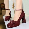thumbnail image 3 of Women's Pumps High Heel 9CM Ankle Strap Platform Fashion Bowknot Shoes, 3 of 5