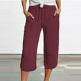 thumbnail image 2 of vigerkar Wide Leg Capri Pants for Women Plus Size Cotton Linen Bermuda Shorts Casual Summer Lounge Trousers Quick Dry Beach Pant , 4XL, 2 of 5