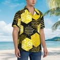 thumbnail image 5 of Kll Men'S Hawaiian Shirt Short Sleeve Button Down Beach Shirts-Geometric Pattern With Bee, 5 of 8