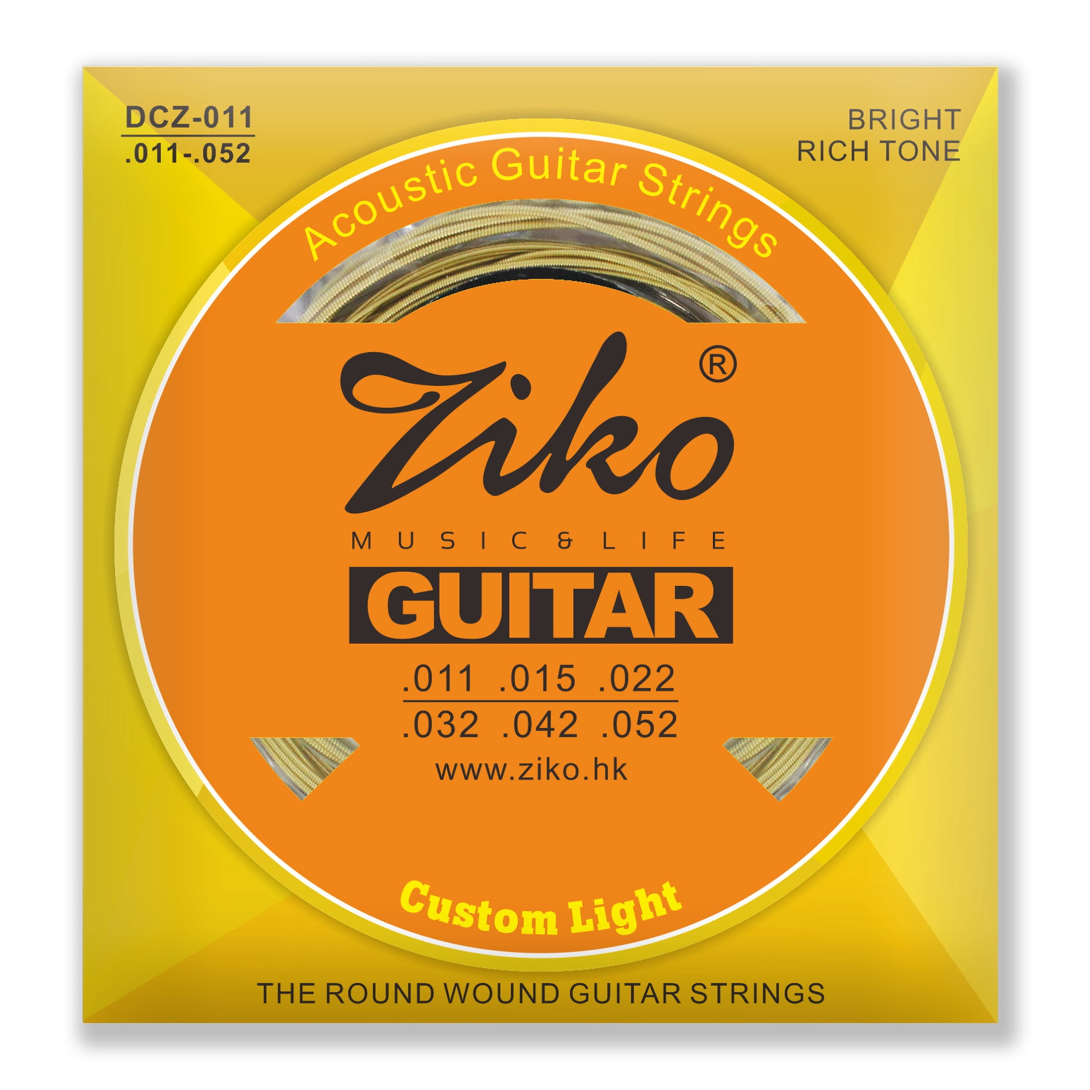 Ziko Acoustic Guitar Strings 11-50 Hex High-Carbon Steel and Brass 9 Pack Set