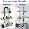 thumbnail image 4 of Extra Large Shower Caddy Hanging, Rust-Resistant Shower Organizer Hanging, 3 Tier Height-Adjustable Over the Head Caddy, Rack with Soap Basket (Black), 4 of 7