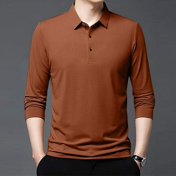 pstuiky Camisas suaves de manga larga para hombre, Camisa/top informal de manga larga con solapa a cuadros para hombre, moda de primavera e invierno Tops de hombre s