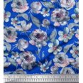 thumbnail image 1 of Soimoi Cotton Cambric Fabric Leaves,Periwinkle & Rose Floral Print Fabric by Yard 56 Inch Wide, 1 of 3