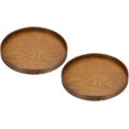 thumbnail image 1 of PATIKIL Wood Serving Tray 8 Inch, 2 Pack Round Decorative Platter for Home Decor Kitchen Table Candle Holder, Brown, 1 of 7