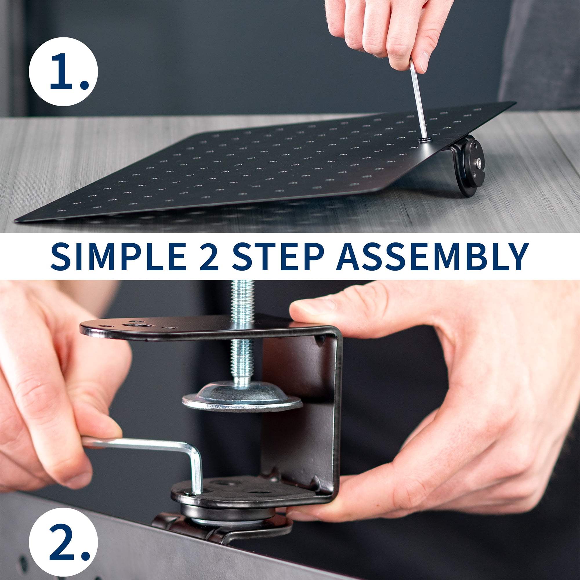 VIVO Black Steel Clamp-on Rotating 17" x 13" Pegboard, Magnetic Desk Organizer