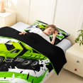 thumbnail image 3 of Manfei Cute Garbage Truck Twin Comforter Sets,Boys Friendly Print Bedding Set,Green,Black Reversible,2 Pieces,1 Comforter and 1 Pillowcase, 3 of 7