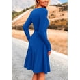 thumbnail image 2 of Vestido PRETTYGARDEN de Punto Acanalado Manga Larga Línea A Azul Talla M, 2 of 8