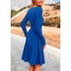 thumbnail image 2 of Vestido PRETTYGARDEN de Otoño Azul de Punto Acanalado de Manga Larga Talla L, 2 of 8