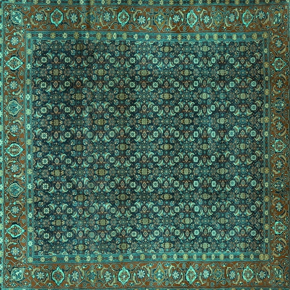 Ahgly Company Indoor Square Persian Turquoise Blue Traditional Area Rugs, 4' Square