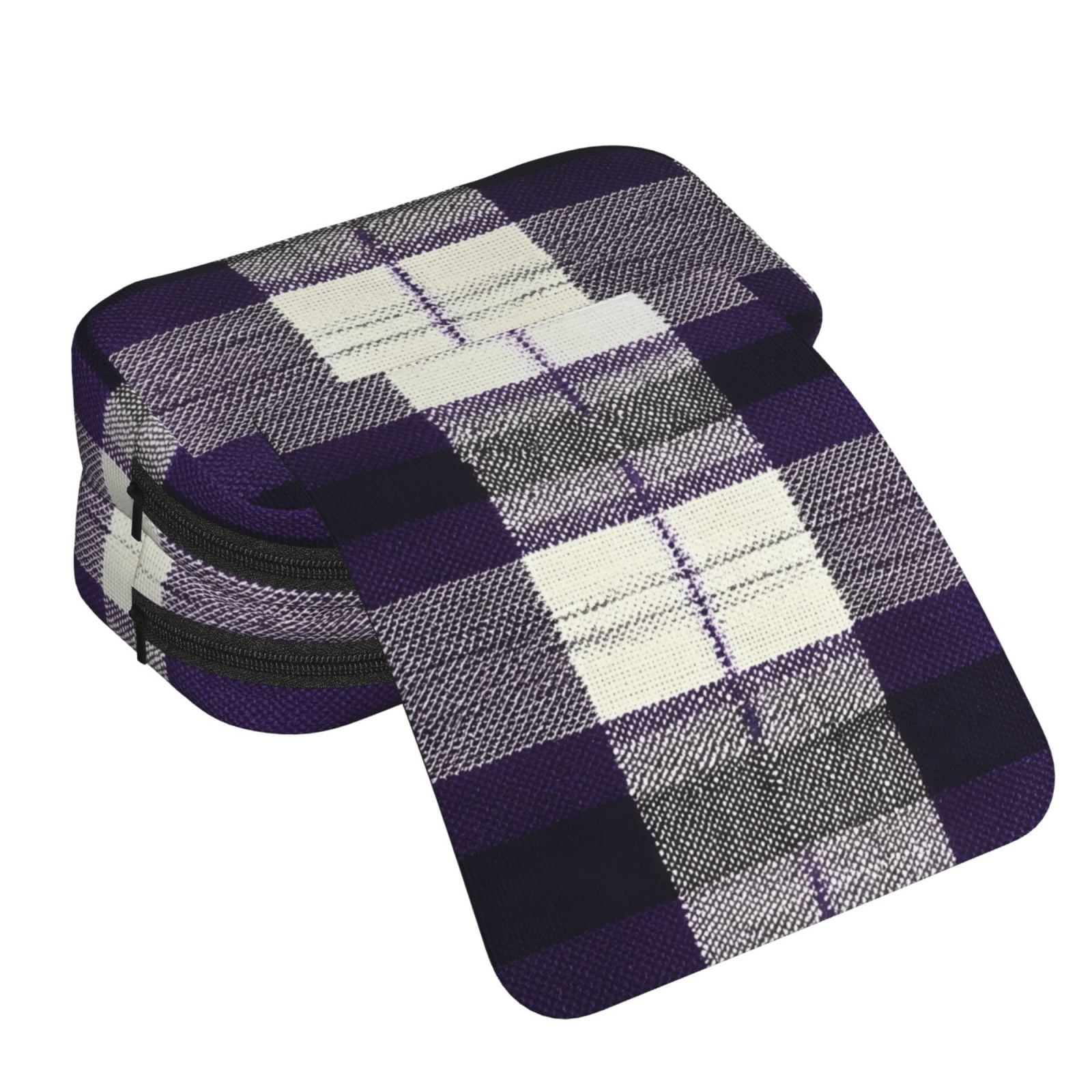 Large-Capacity Flip-Top Double-Layer Pencil Case, Multi-Functional Pocket Pen Case, Durable Stationery Organizer Purple Buffalo Plaid Check Tartan Scotland_2