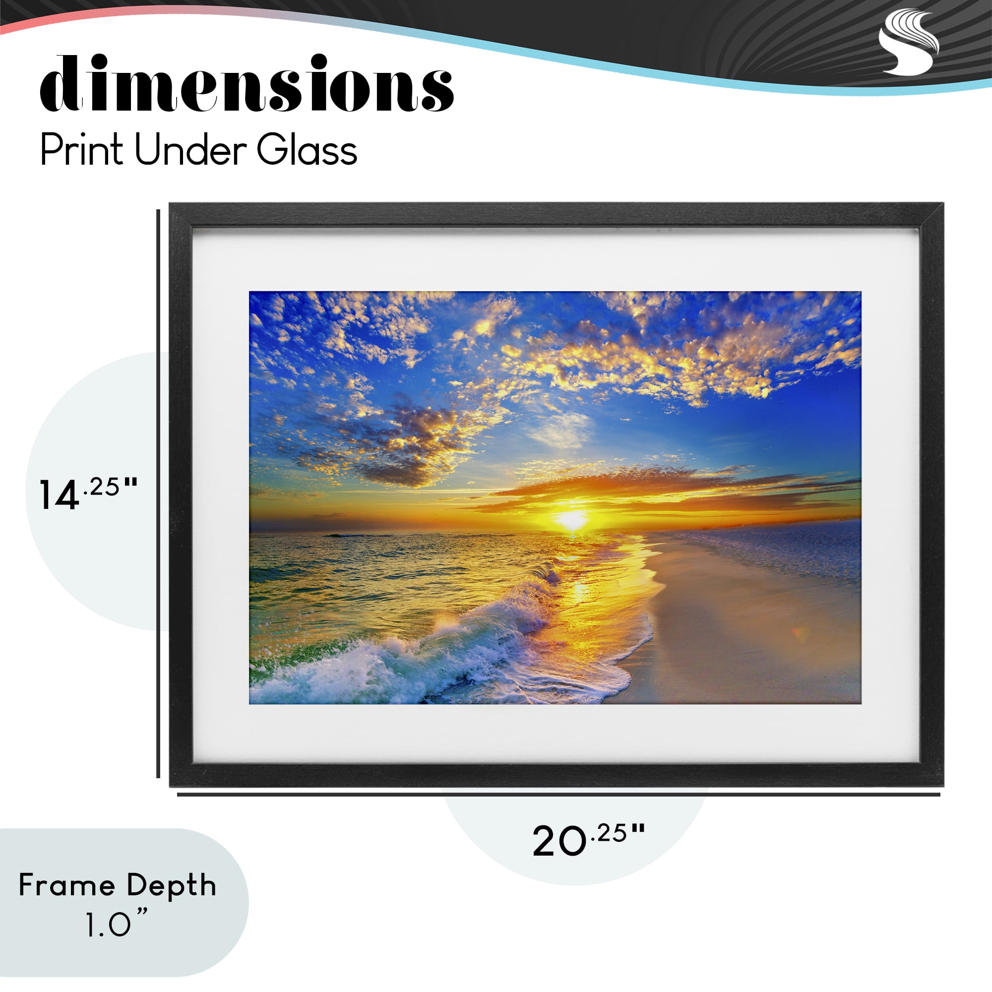 Stupell Industries Golden Sunset Beach Blue Sky Black Framed Print Under Glass, design by Eszra Tanner