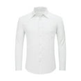 thumbnail image 3 of Mens Casual Button Down Shirts Long Sleeve Chambray Shirts Loose Solid Color Shirt Lapel Casual Shirt Wrinkle Free Shirt, 3 of 3