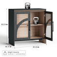 thumbnail image 3 of JOINICE Modern Black Accent Cabinet with Arched Glass Doors for Living Room, Entryway, and Kitchen, 3 Pieces, 3 of 7