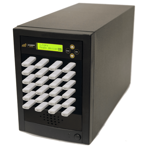 Acumen Disc 1 to 23 USB Duplicator - 2GB/Min - Multiple Standard-A Flash Media Memory Card Copier & Sanitizer DOD Compliant System - 2.0/3.0 Digital Key Dongle/Thumb Drive Storage 35MB/Sec (AD23-USB)