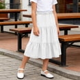 thumbnail image 3 of OGLCCG Girl's Denim Midi Skirt Ruffle Hem Elastic Waisted A Line Faux Jean Skirts Summer Boho Flare Hem Long Skirt 4-15 Years, 3 of 7