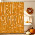 thumbnail image 3 of Shower Curtains for Bathroom-36"x72",Hello Pumpkin Autumn Plant Waterproof Bath Curtain Grommet Shower Curtain Set with Hooks, 3 of 9