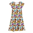 thumbnail image 1 of MIASHUI Robe à Manches Volantées pour Filles Tenue Décontractée d'Été Fête Imprimé Coloré Taille Élastique Confortable Robe pour Enfants Beige, 8-9 Ans, 1 of 6