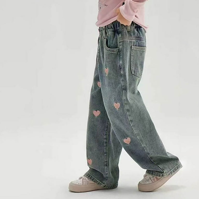 XXWXYD Clearence Girls 90s Wide Leg Denim Jeans High Waist Retro