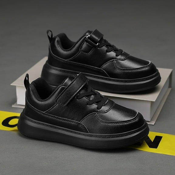 LIJCC Kids Leather Sports Sneakers Boys Girls Athletic Running Shoes with Secure fit Lightweight Athletic Walking Jogging Sport Shoes for Running and Play