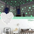 thumbnail image 2 of Household Stickers - 100 Pcs Glow In The Dark Luminous Stars Fluorescent Noctilucent Plastic Wall Stickers Murals Decals for Home Art Decor Ceiling Wall Decorate - 1 Pack of Star Stickers, 2 of 8