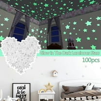 HAZIUA Under $1 100 Pcs Glow In The Dark Luminous Stars Fluorescent Noctilucent Plastic Wall Stickers Murals Decals For Home Art Decor Ceiling Wall Decorate Kids Babys Bedroom Decoration White