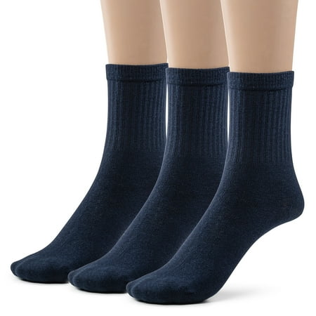 

Silky Toes Boys Cotton Crew Socks with Seamless Toe 3 Pk School Uniform Dress Socks