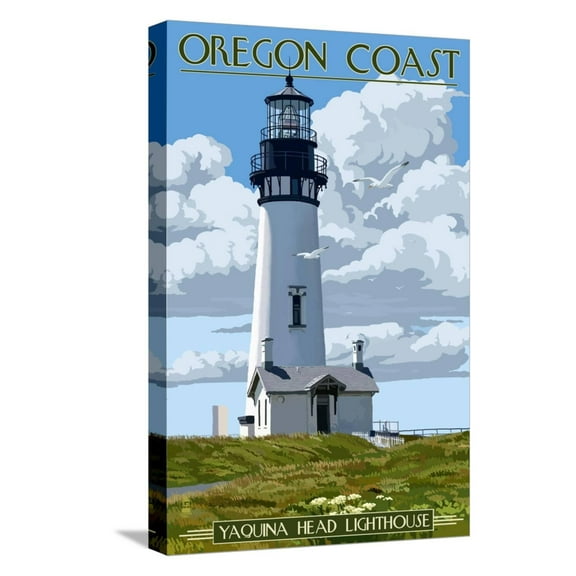 Art.com Yaquina Head Lighthouse - Oregon Coast Stretched Canvas Print Wall Art by Lantern Press, 12" x 18"