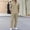 Khaki, variant on Linen 2 Piece Sets for Men 1/4 Zipper Linen Shirts with Hood and Beach Pants Loose Fit Casual Vacation Outfits White