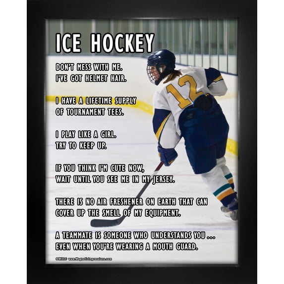 Framed Ice Hockey Female Player on Ice 8" x 10" Sport Poster Print