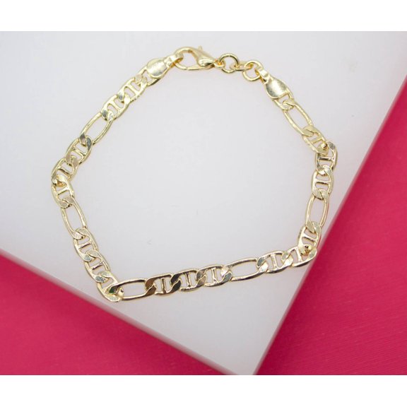 18K Gold Filled 4mm Figarucci Design Mariner Bracelet (I318)